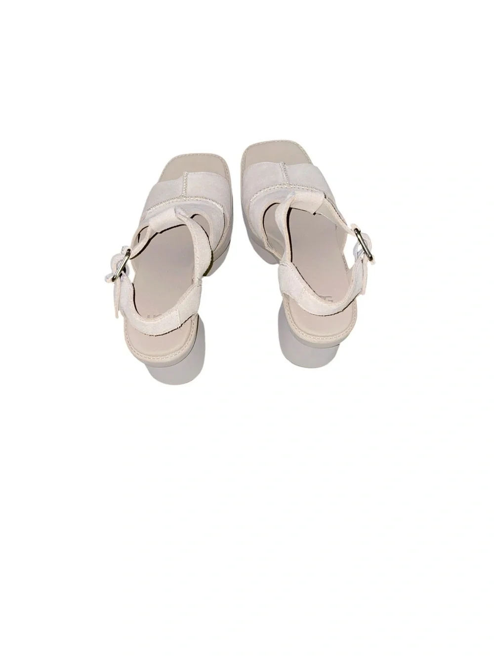 UGG New Heights Platform T-Strap Sandals Suede Mustard Seed Beige 7.5 NWT